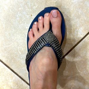 Navy Blue Bedazzled Women’s Volatile wedges.